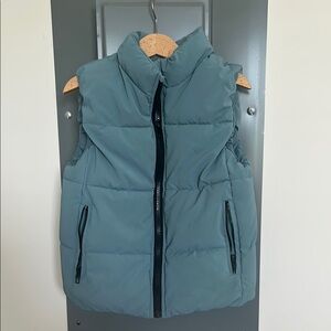 ZARA Teal Puffer Vest with Zipper Detail